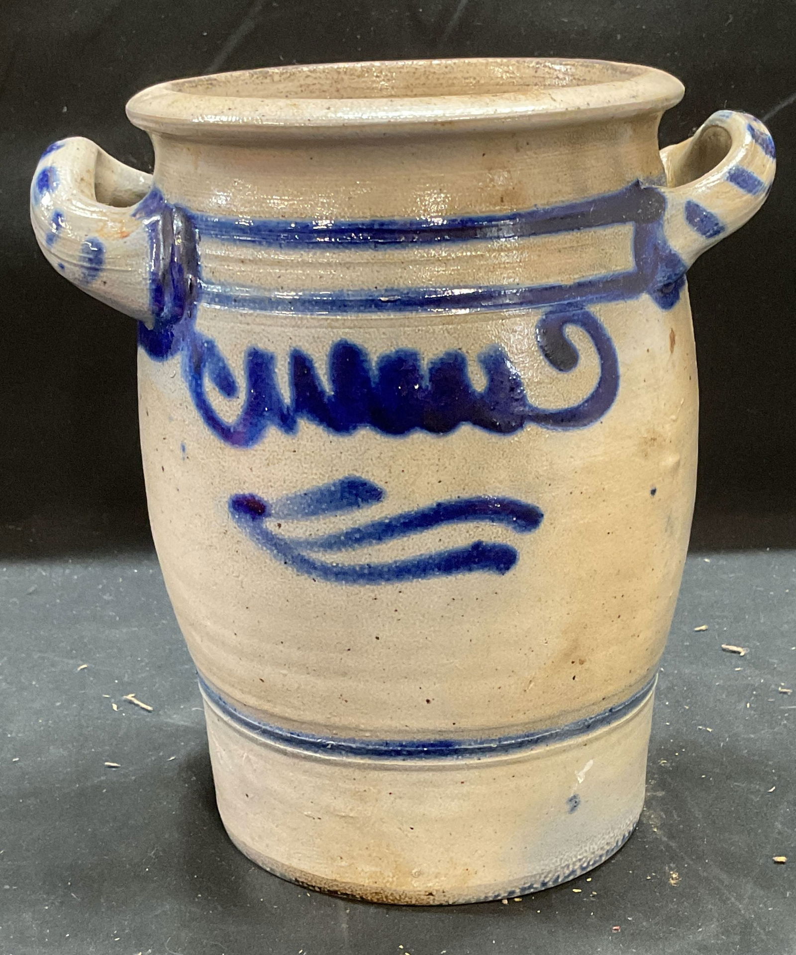 Antique Stoneware Cobalt Salt Glaze Crock (1 of 6)
