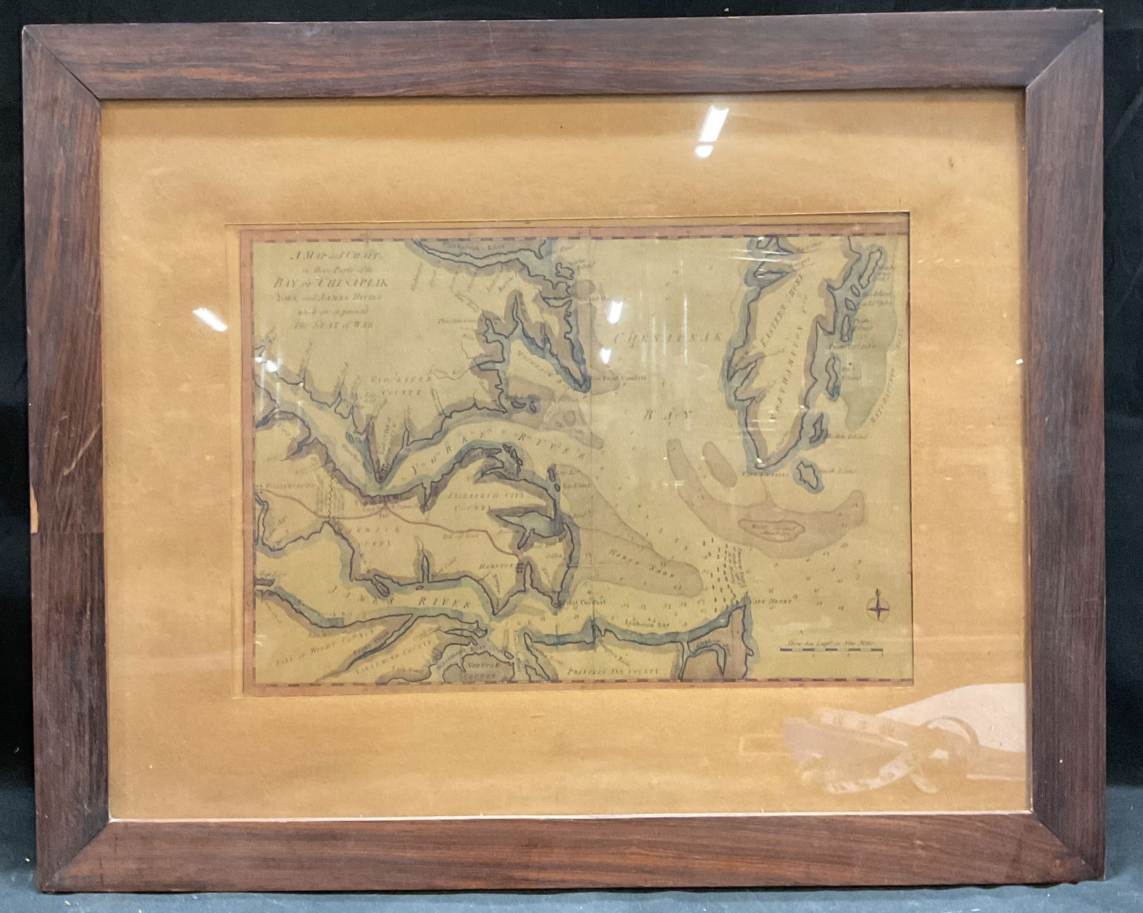 Framed Repro 1781 Chesapeake Bay Map Litho 22.75in (1 of 7)