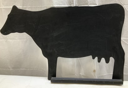 Vntg Rustic Farmhouse Wooden Chalkboard Cow 27.5in
