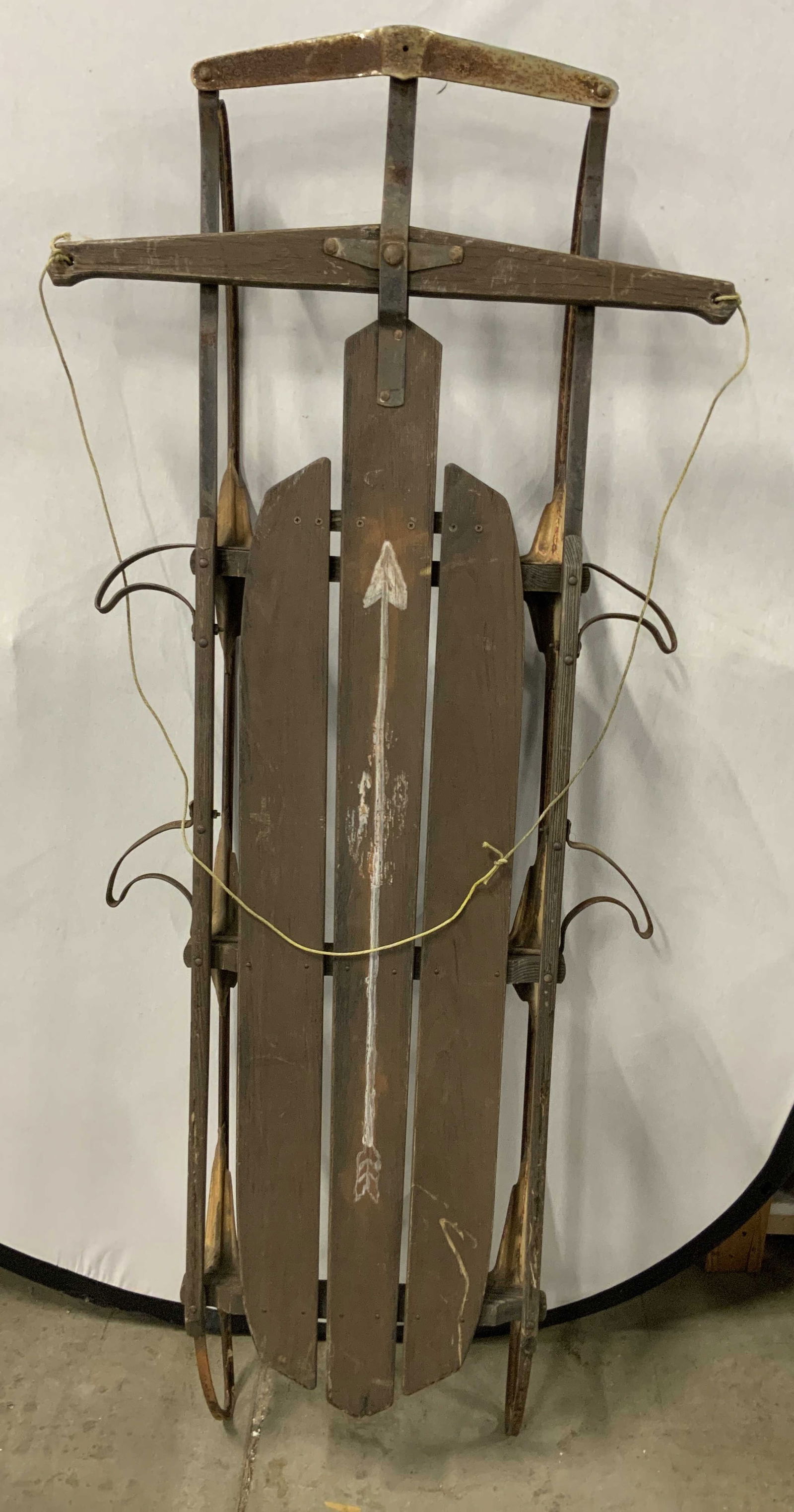 Vintage Wood & Metal Snow Sled 67in (1 of 7)