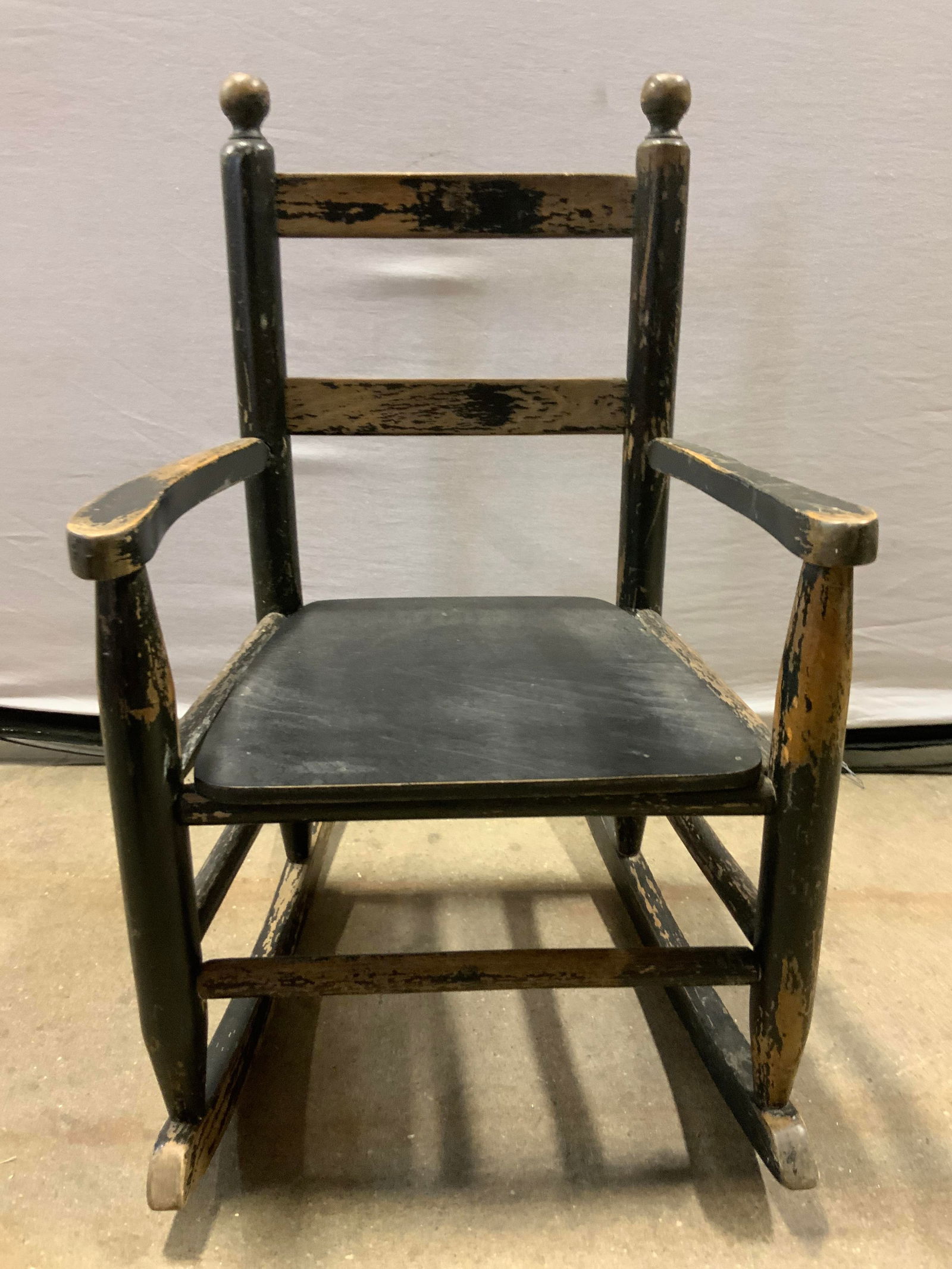 Vintage Wooden Childrens Rocking Chair Black (1 of 8)