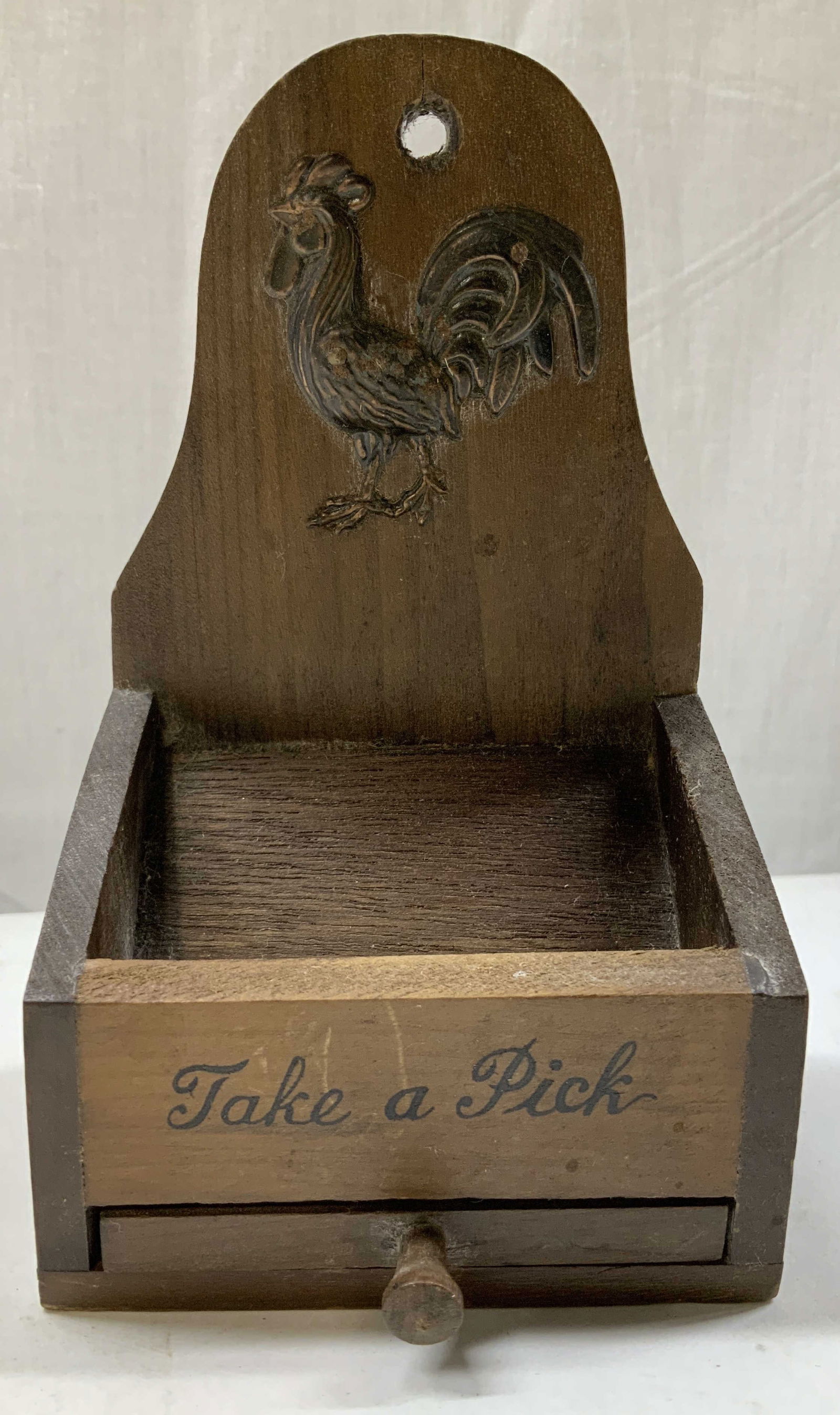 Vntg Wooden Rooster Wall Toothpick Dispenser (1 of 7)