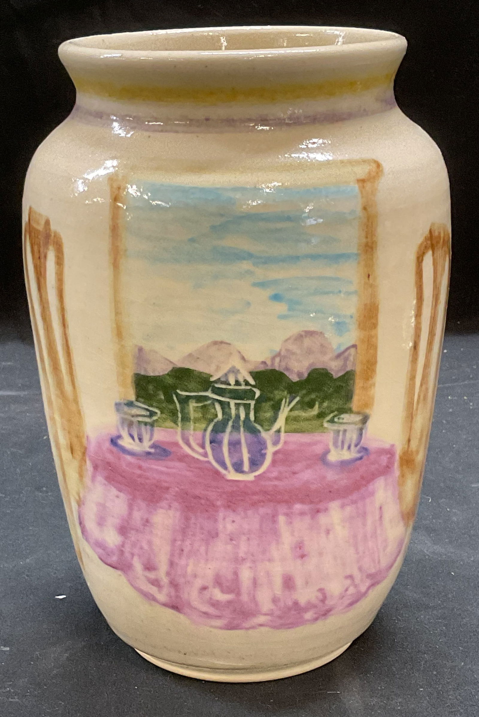 Sgn Liz Laurence Hand Painted Ceramic Vase (1 of 6)