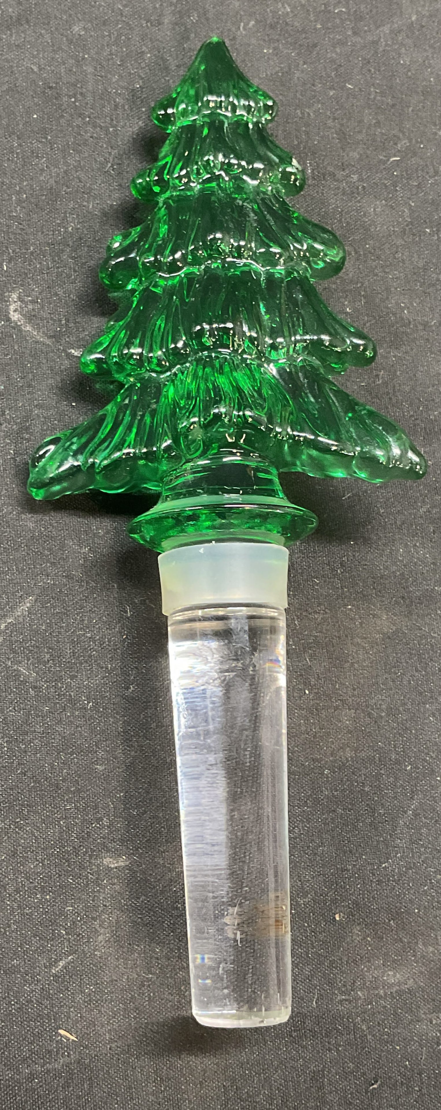 Green & Clear Glass Christmas Tree Stopper (1 of 6)