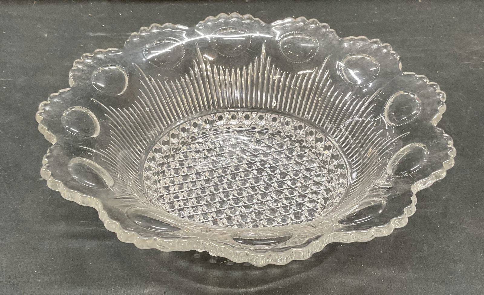 Vintage Scalloped Cut Glass Bowl (1 of 6)