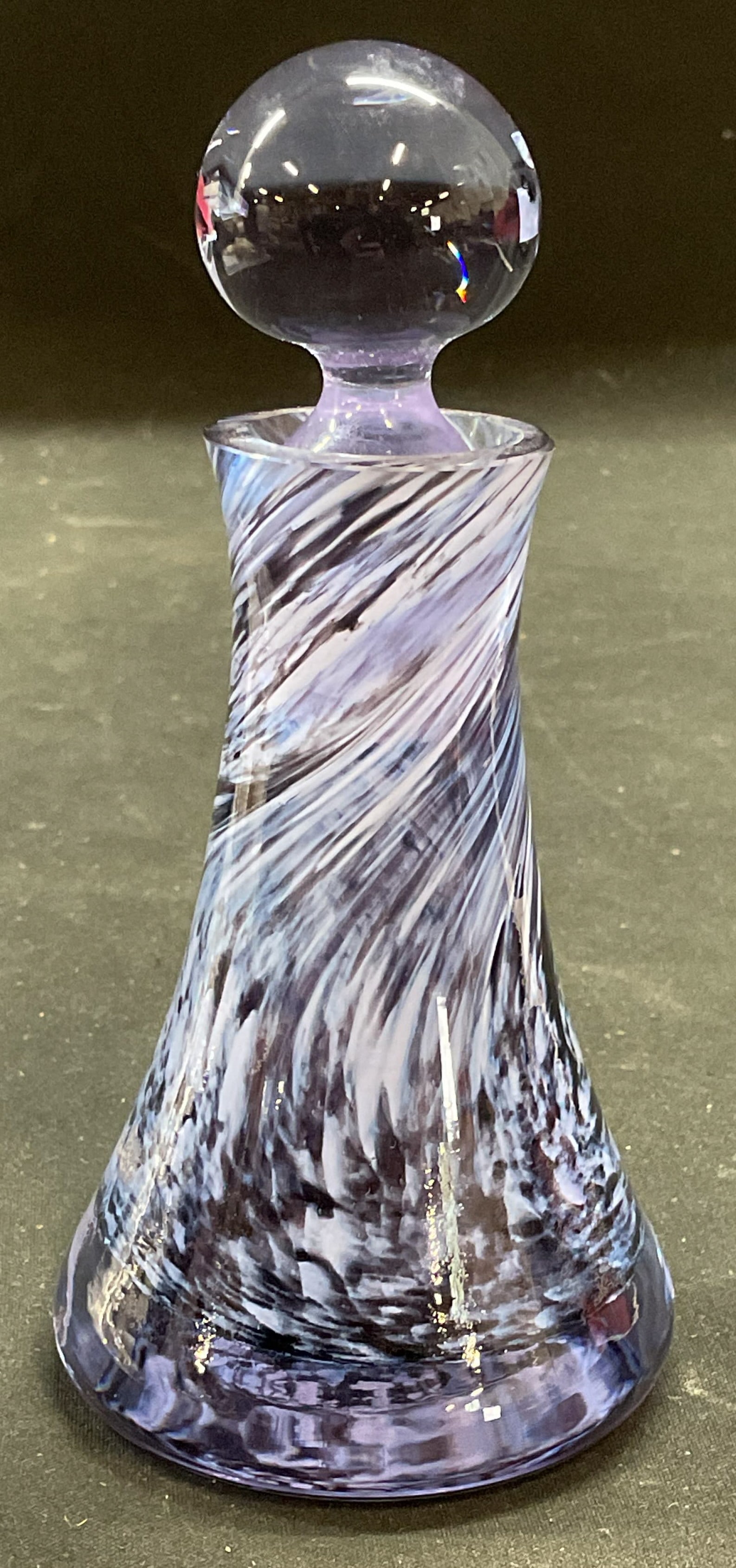 Art Glass Purple Swirl Perfume Bottle (1 of 6)