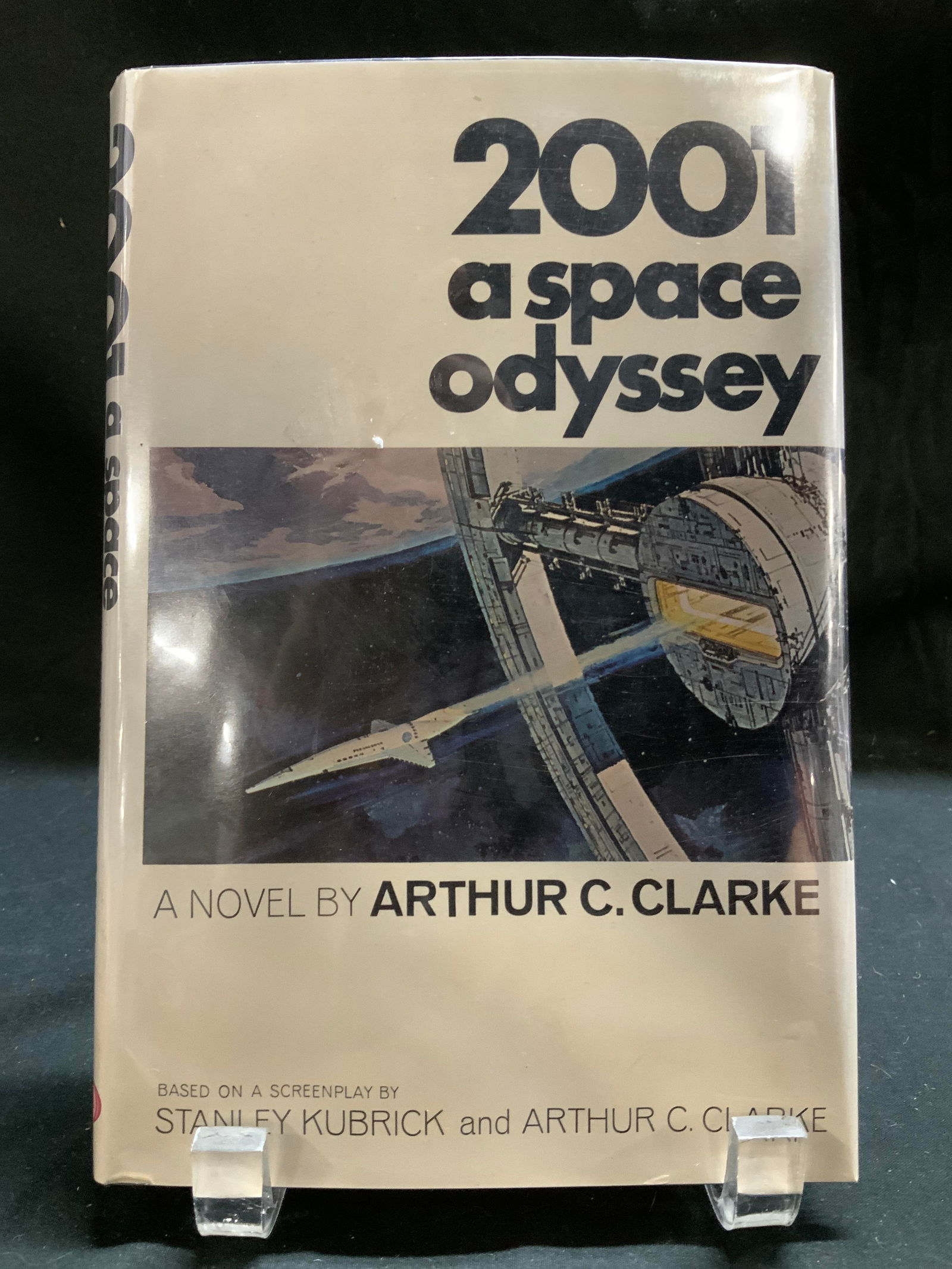 2001 A Space Odyssey Novel 1968 CLARKE: 2001 A Space Odyssey novel by Arthur C. Clarke. Based on a screenplay by Stanley Kubrick & Arthur C. Clarke. COPYRIGHT 1968 by Arthur C. Clarke & Polaris Productions Inc. Printed in the USA. Surface w