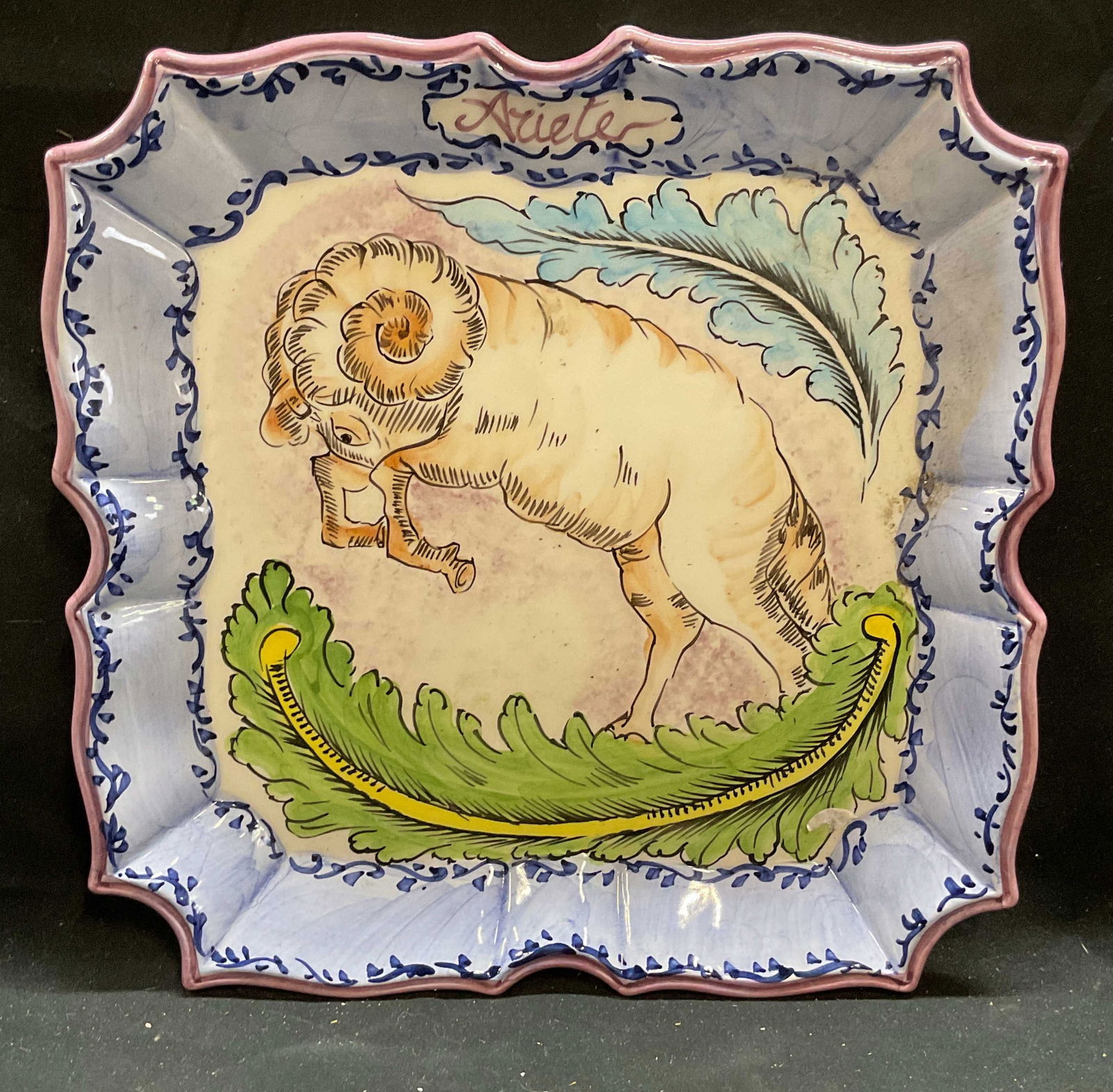 Vintage Ceramic Ariete Ram Plate, Italy (1 of 6)
