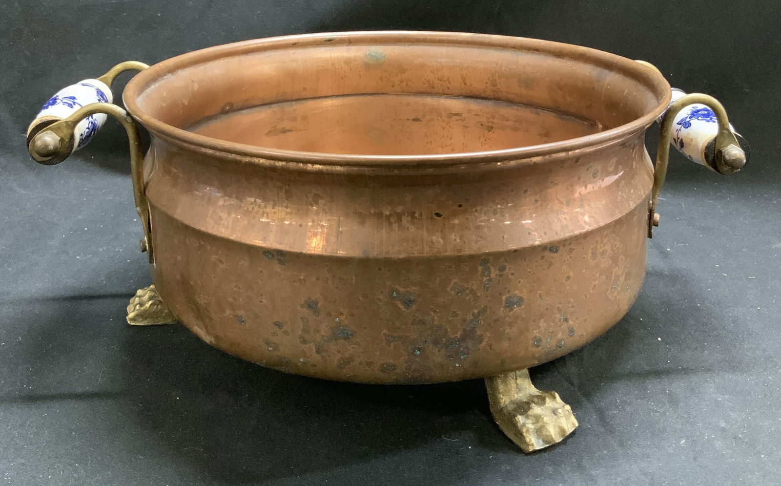 Copper & Brass Footed Planter W Floral Accents (1 of 7)