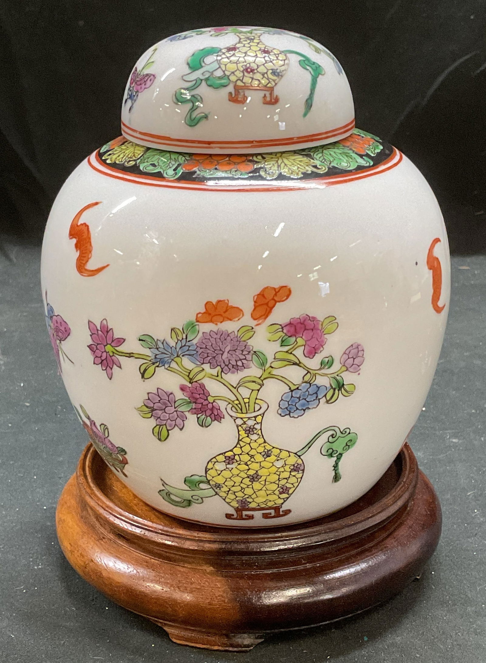 Vtg TFF Japanese Porcelain Ginger Jar & Stand (1 of 6)