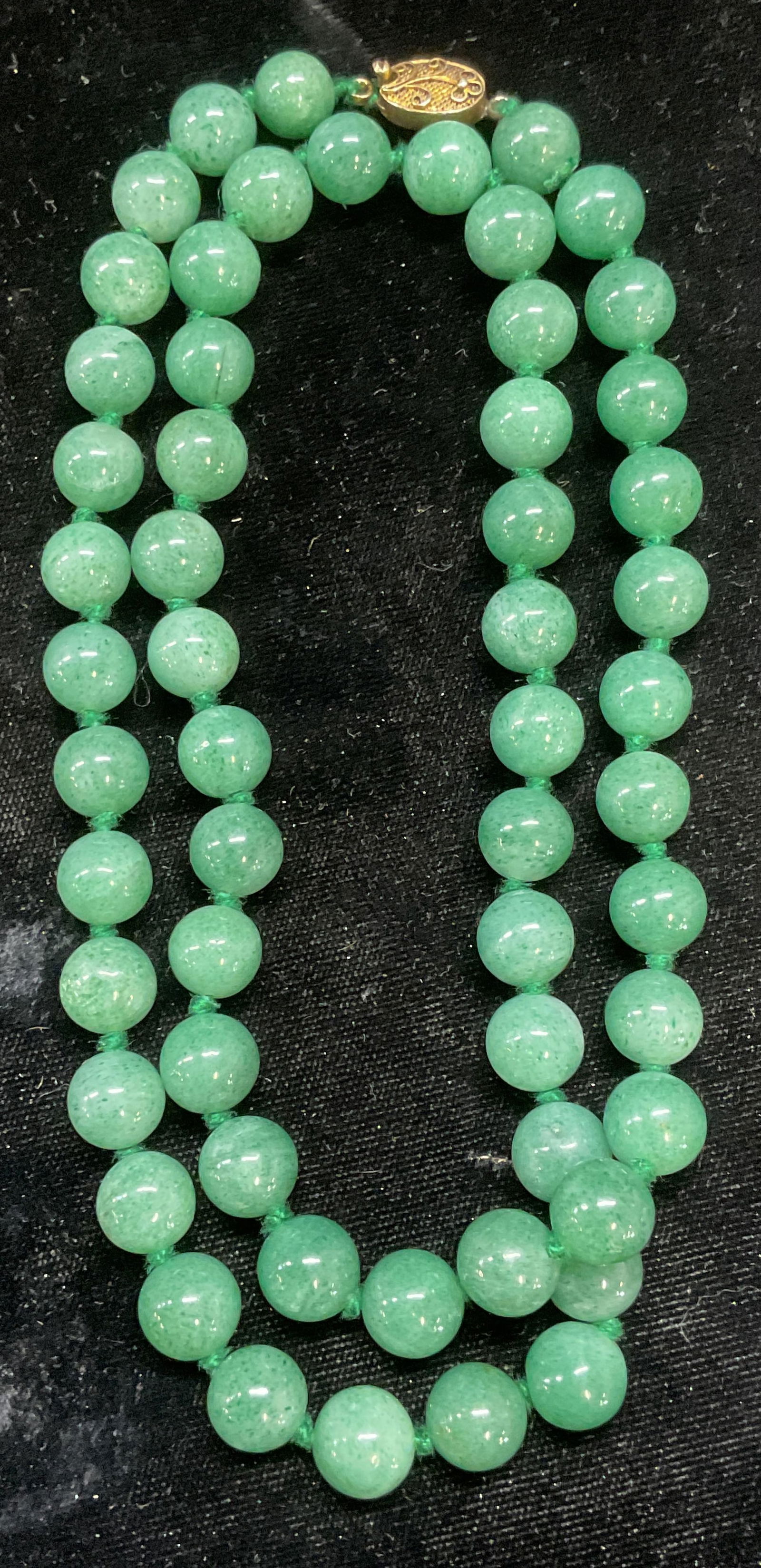 Vintage Jade Beaded Necklace, Silver Clasp (1 of 6)