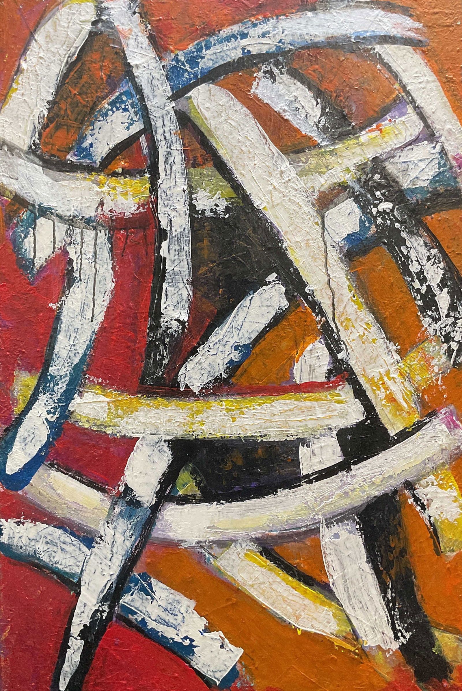 Abstract Composition Red Orange Oil Painting 3ft (1 of 7)