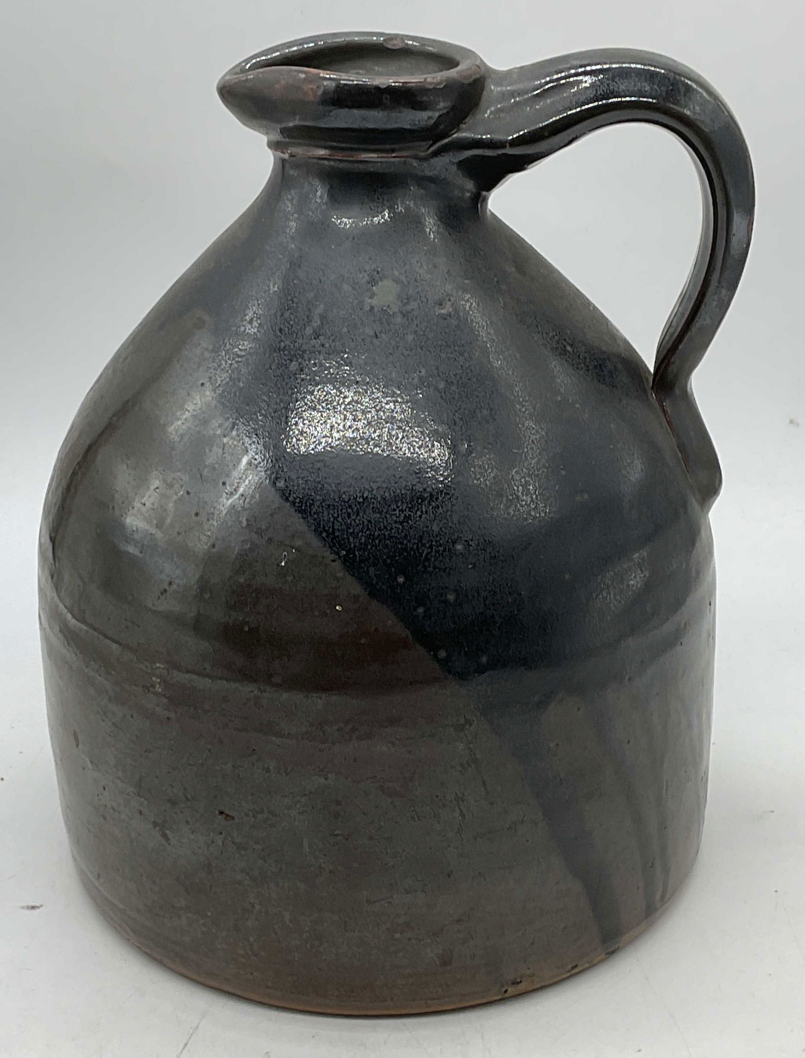 Antique Black Brown Salt Glaze Stoneware Jug (1 of 6)