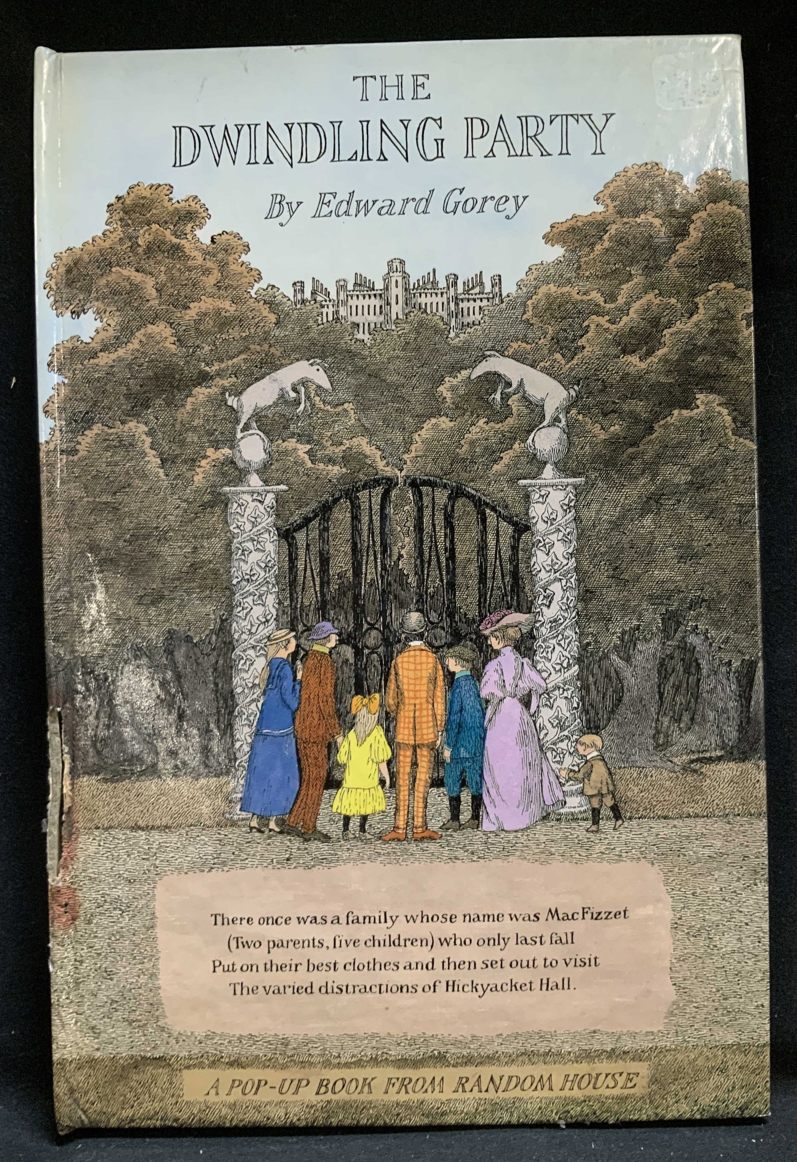 1982 The Dwindling Party Pop-Up Illustr Bk GOREY: The Dwindling Party by Edward Gorey. A pop-up book from RANDOM HOUSE. Manufactured in Singapore. Paper Engineering by Ib Penick. COPYRIGHT 1982 by Edward Gorey. Published in the U.S.A. Surface wear co