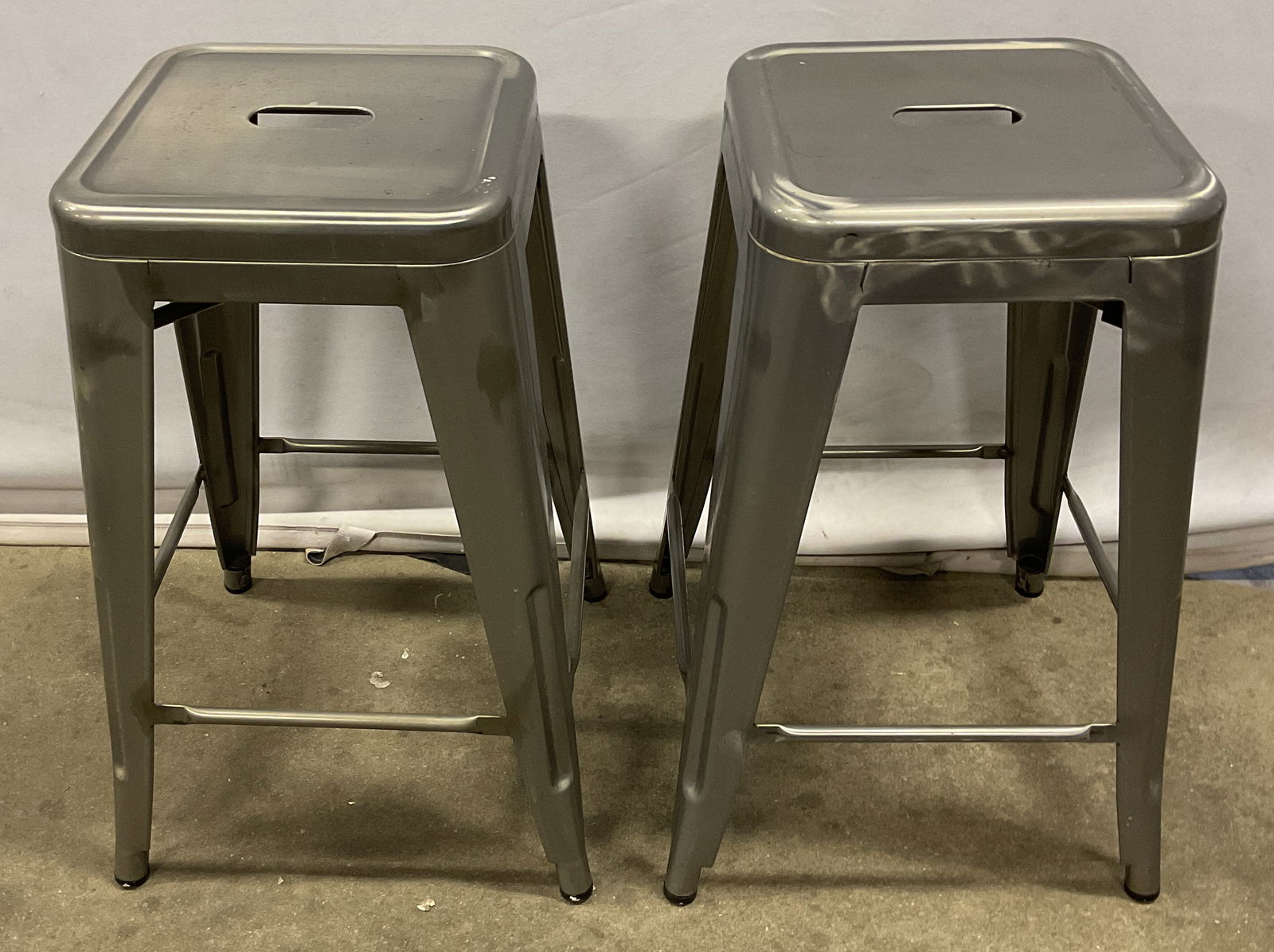 Pair Industrial Gunmetal Counter Barstools 2ft (1 of 7)