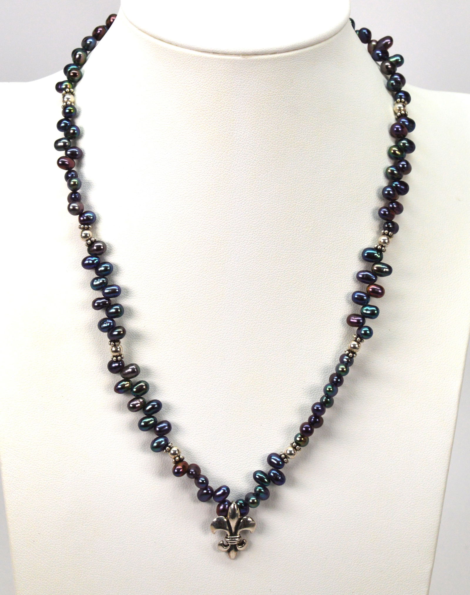 Pearl Iridescent Necklace w Sterling Silver (1 of 3)