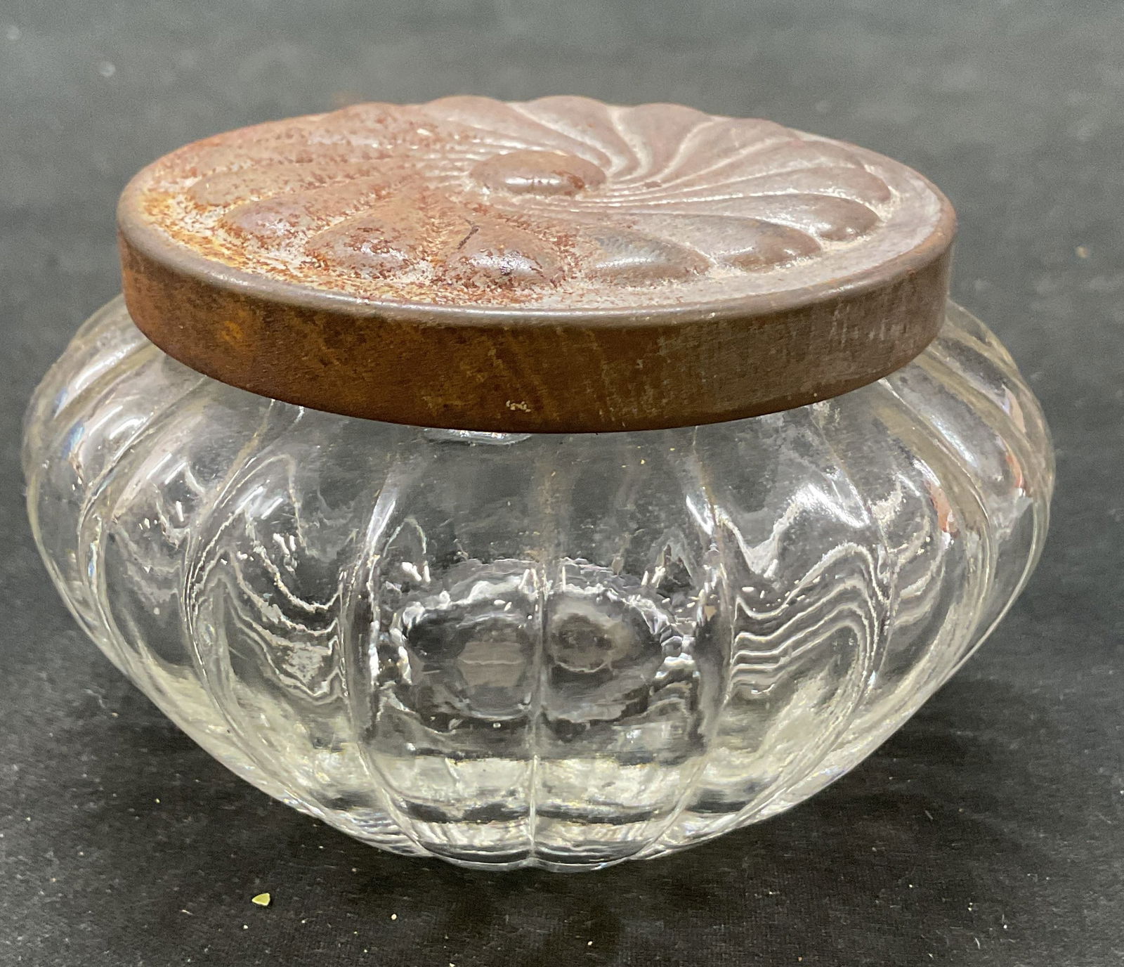 Vtg Glass Dresser Trinket Jar w Silver Plated Lid (1 of 7)