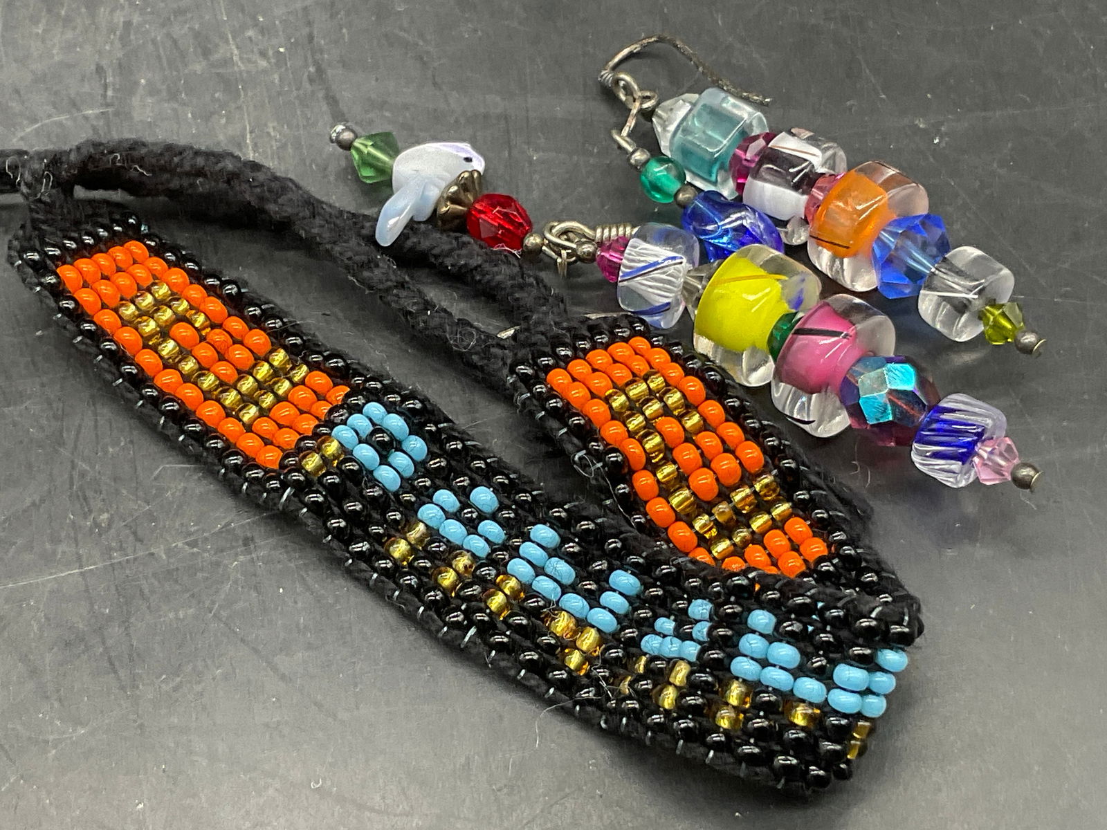 Vintage Beaded Drop Earrings & PANAMA Bracelet (1 of 7)