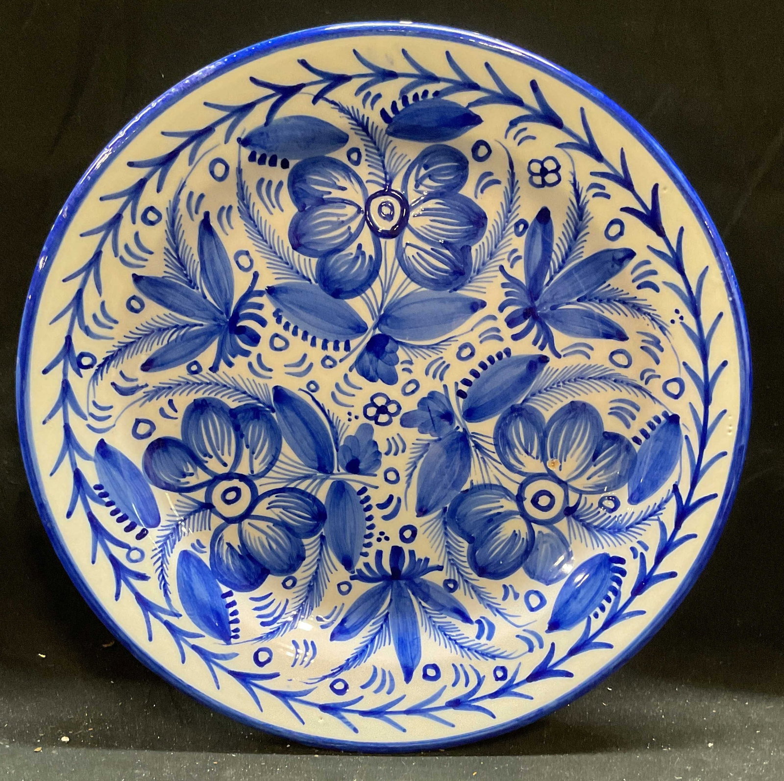 Hand Painted Blue & White Floral Ceramic Plate (1 of 6)