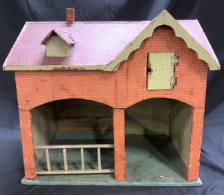 Vintage Wooden Dollhouse Garage Section