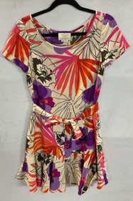 Kate Spade Floral Silk Short Sleeve Belted Dress