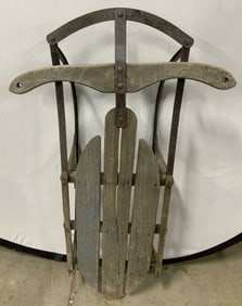Vintage Wood & Metal Snow Sled 38in