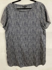 Eileen Fisher Blue Snake Print Silk Tunic Dress