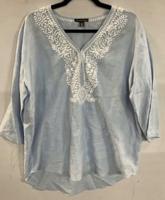 Saks Fifth Avenue Linen Embroidered Top