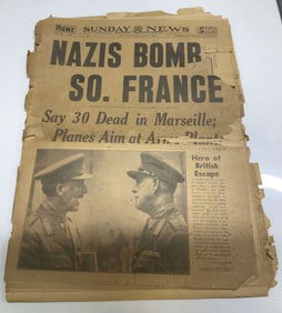 1940 Sunday News Nazis Bomb So. France Newspaper