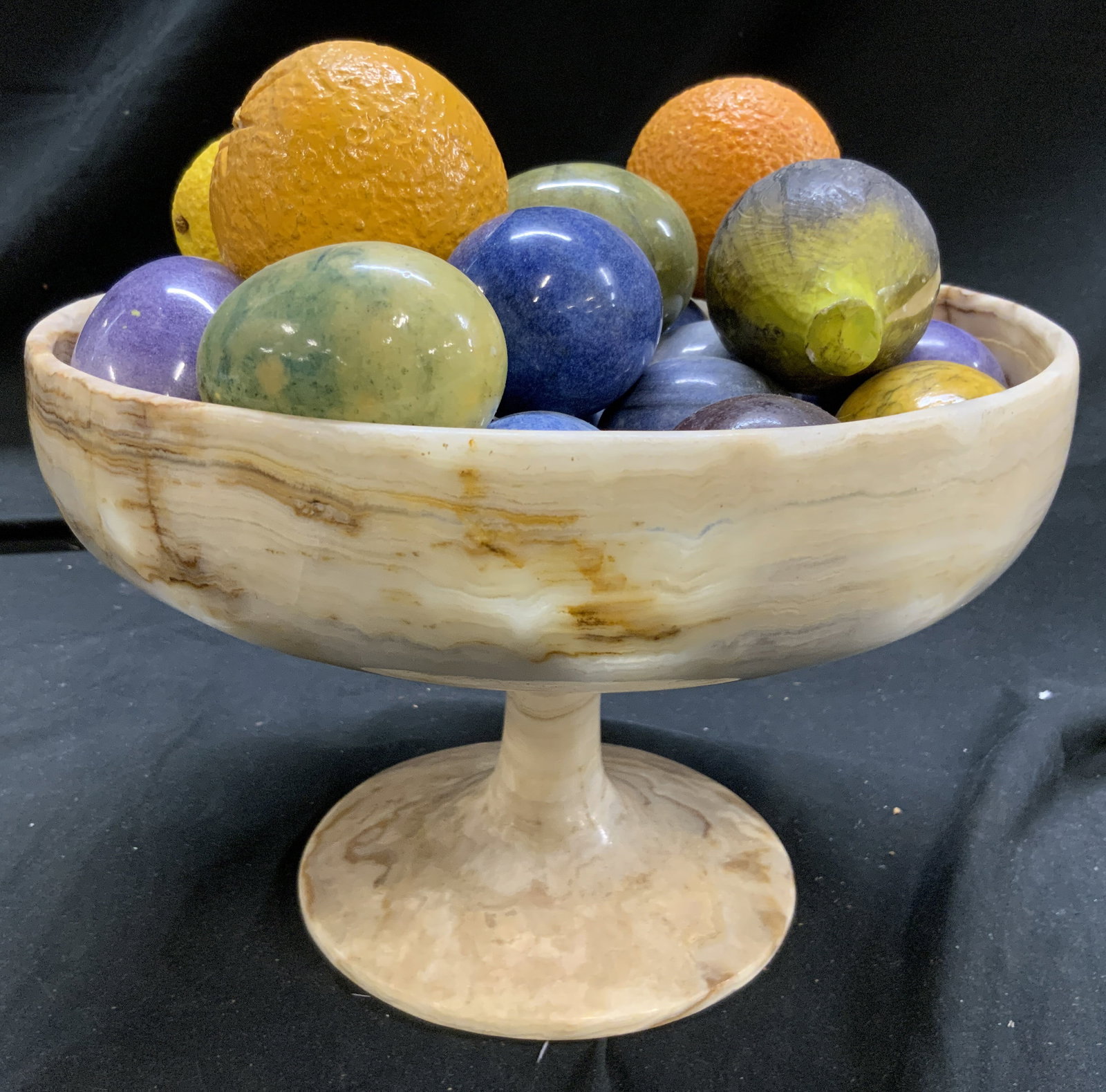 Lot 24 Marble Eggs & Plaster Fruit & Ped Dish (1 of 11)