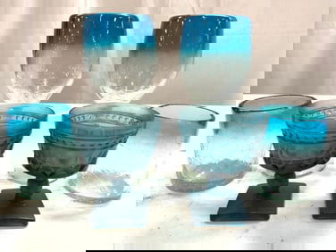 Lot6 Art Glass Goblets Cups Depression Glass+