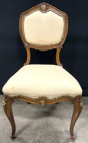 Vtg Louis Xv Wooden Uph Side Chair