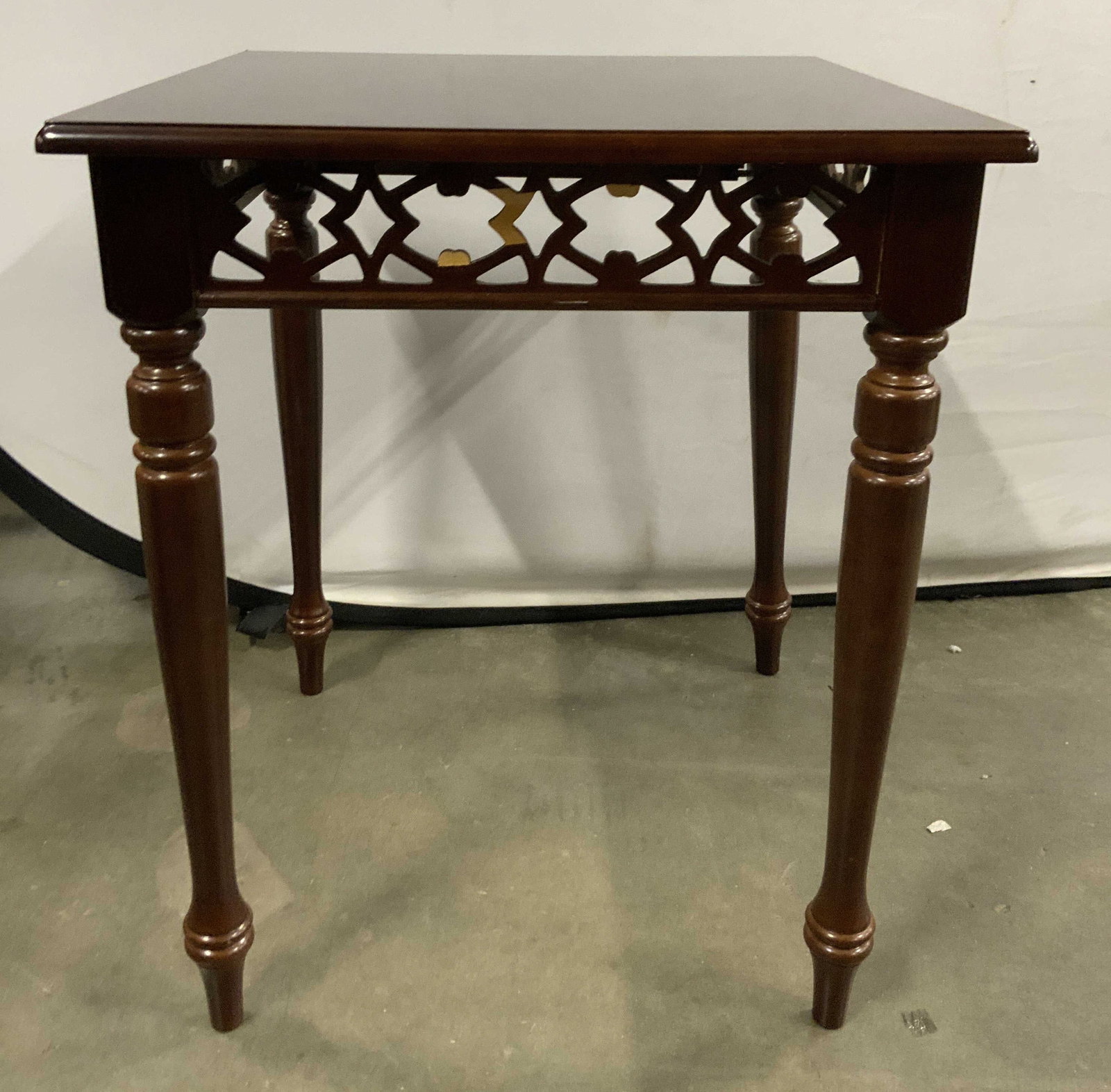 Vtg Carved Wooden Side Table W Pierced Detail (1 of 6)