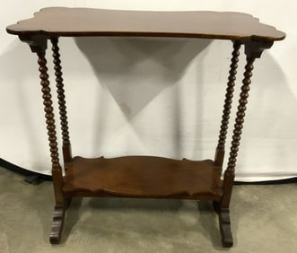 Antq American 2 Tier Walnut Spindle Leg Table
