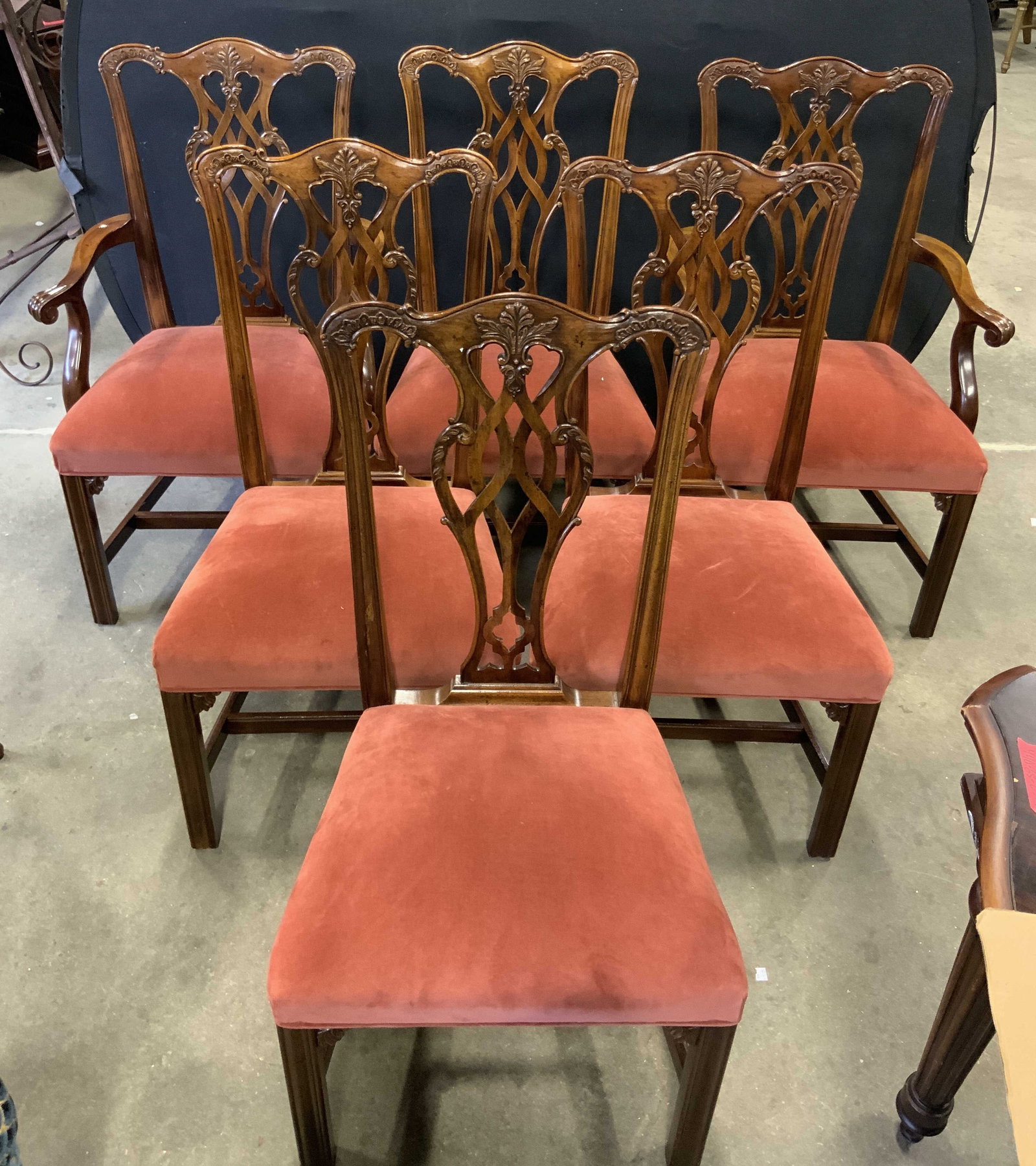 Set 6 Vtg Mahogany Chippendale Dining Chairs (1 of 12)