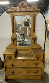 Vtg Amish Wood Chest Of Drawers Vanity 81 in
