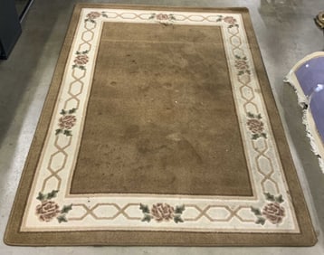 Vintage FLORAL TRELLIS Golden Amber Area Rug Usa