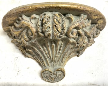 YY Victorian Scrolled Demilune Gilt Wood Shelf 1ft