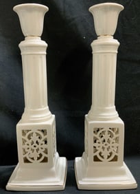 Vntg Pair Lenox Versailles Taper Porc Candlesticks