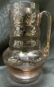 Vntg Rose Pink Depression Glass Ribbed Pitcher