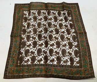 Vntg Brown & Green Paisley Print Scarf