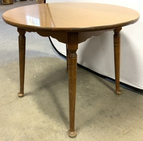 HALL Vntg Wood & Veneer Circular Dining Table USA