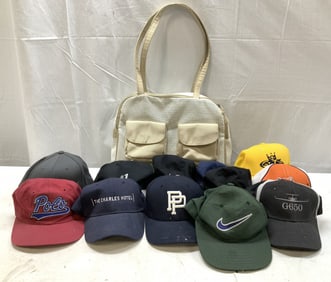 Lot 12 Mesh Tote Bag & Embroidered Caps POLO+
