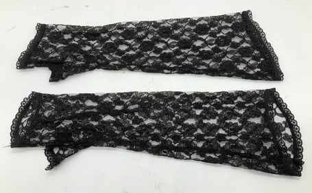 Vntg Embroidered Floral Lace Opera Gloves