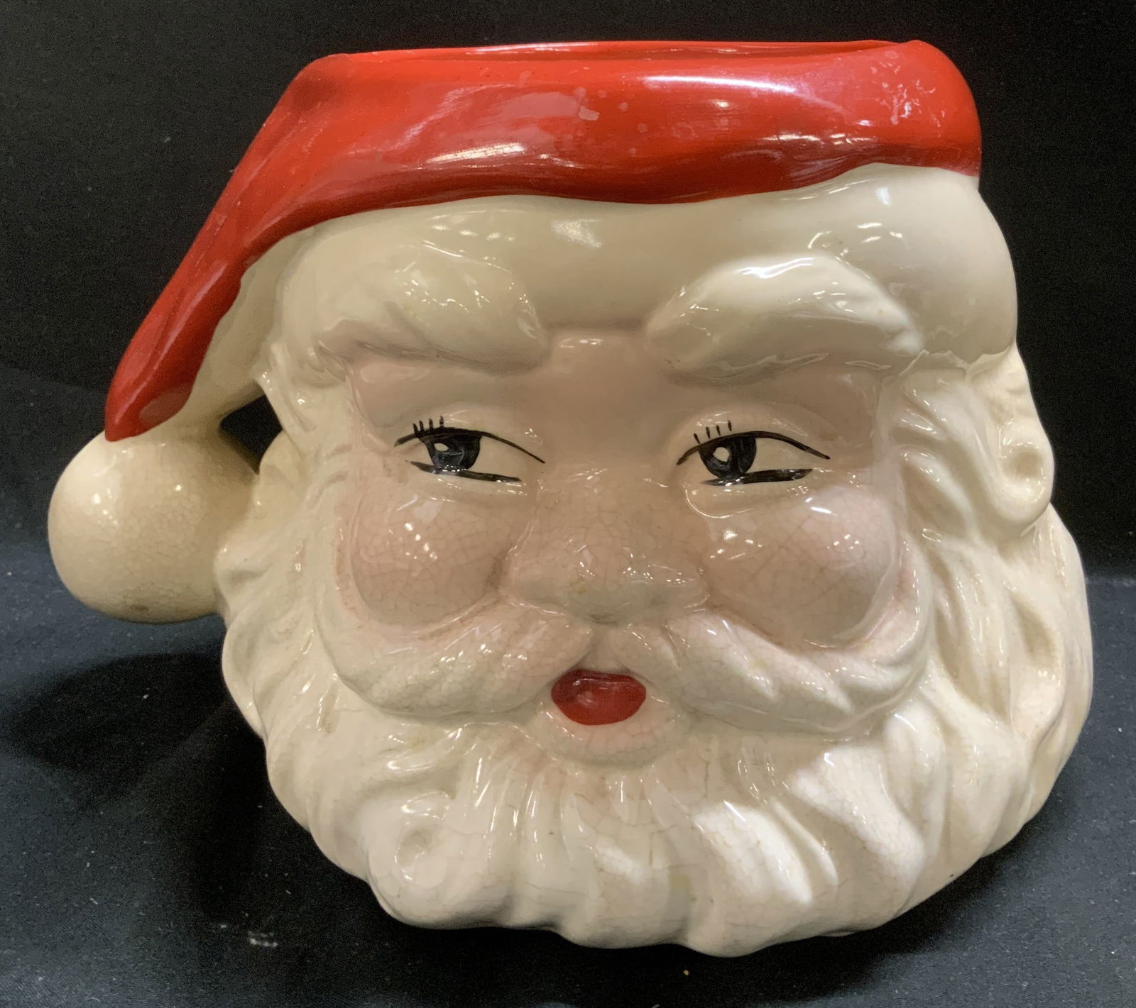Vntg Santa Claus Head Ceramic Cookie Jar (1 of 7)