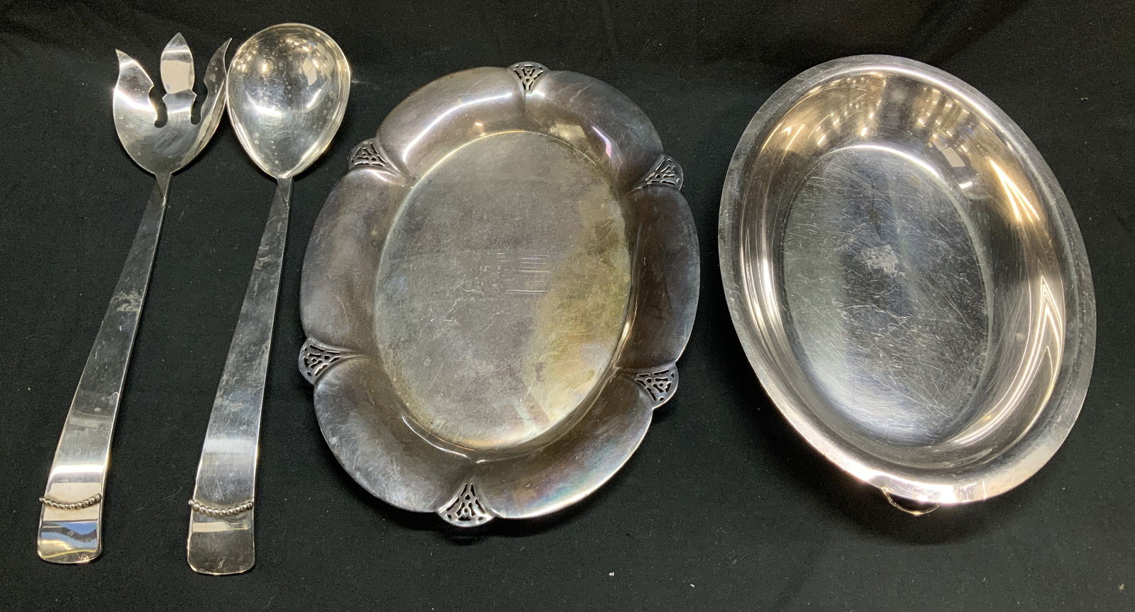 Lot4 Silver Plated Platter, Bwl, Salad Set WMROGER (1 of 6)