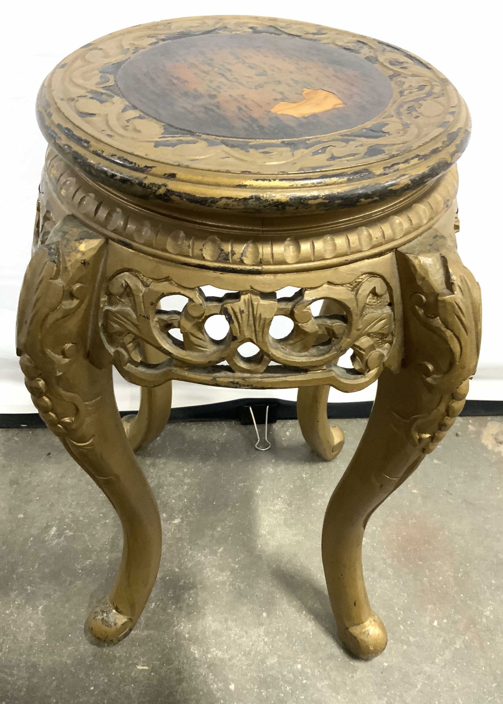 Vtg French Giltwood Wooden Inset Stand JAPAN 21in (1 of 7)