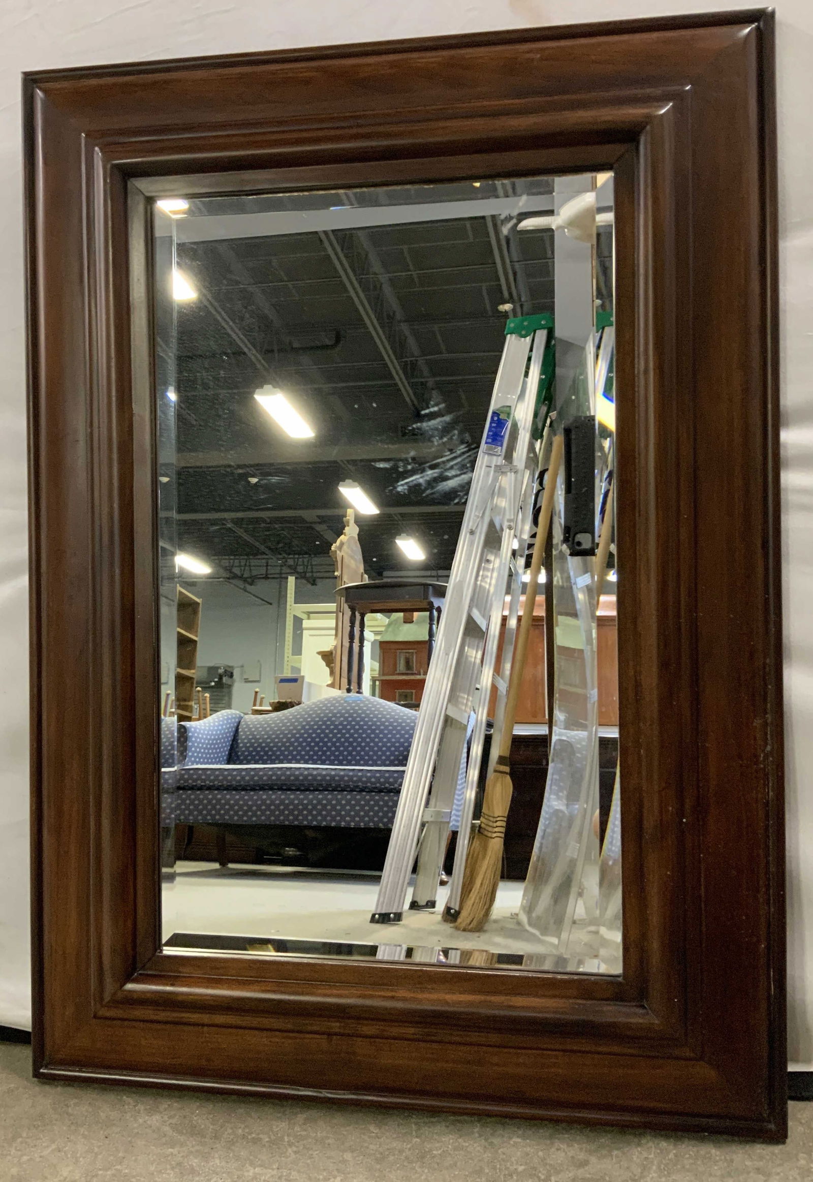 Dark Wood Framed Rectangular Wall Mirror 42in (1 of 7)