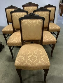 Set 6 Vtg French Empire Style Wood Uph Dining Chrs