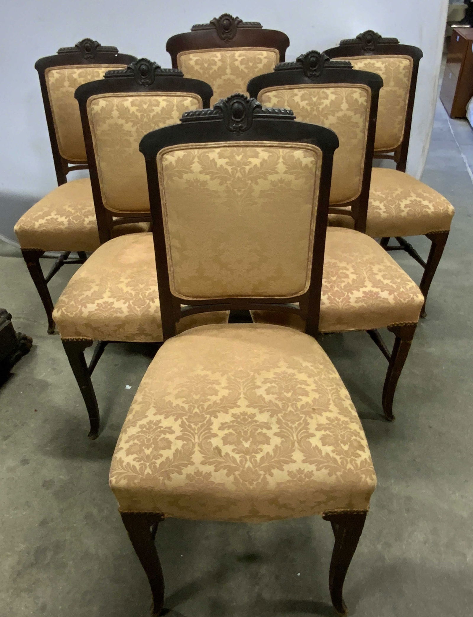 Set 6 Vtg French Empire Style Wood Uph Dining Chrs (1 of 11)